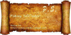 Paksy Sándor névjegykártya
