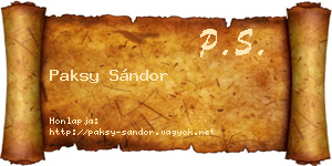 Paksy Sándor névjegykártya