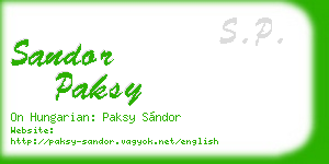 sandor paksy business card