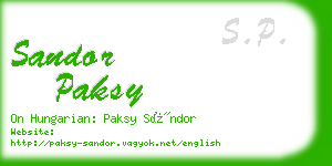 sandor paksy business card